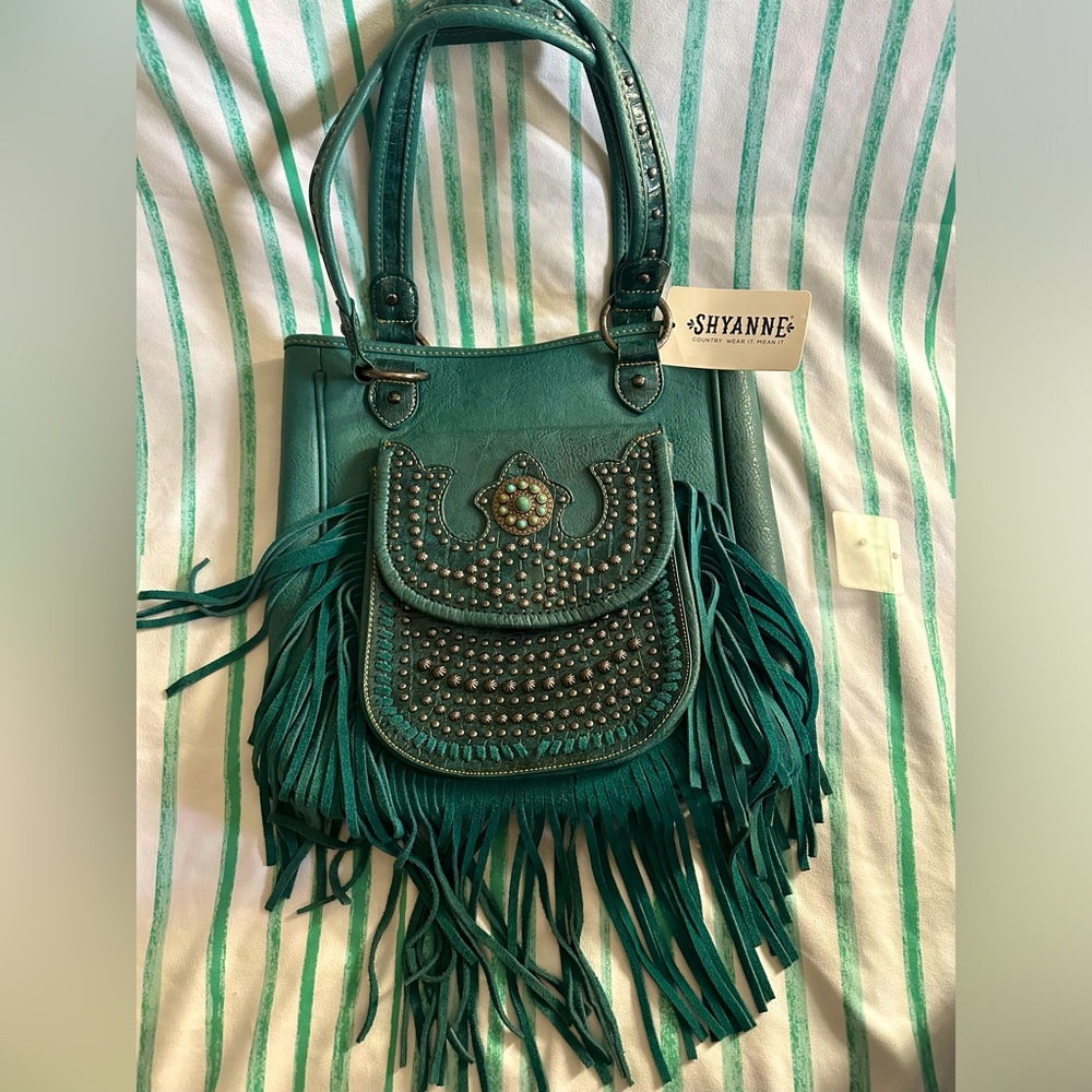 New Shayanne Handbag Gorgeous Detailing in Turquoise